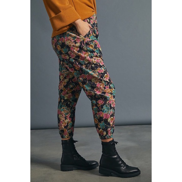 ANTHROPOLOGIE ANISA FLORAL CORDUROY JOGGERS - Picture 3 of 8